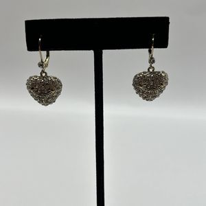 Y2K Juicy Couture Heart Pave Rhinestone Gold Tone Pierced Earrings